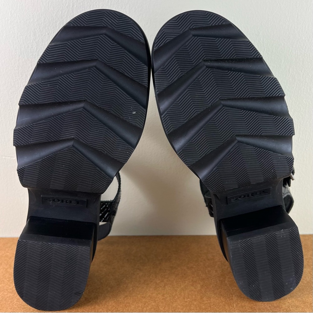 NEW SOREL BLACK LEATHER SANDALS - Picture 12 of 12
